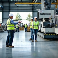 Workers talking on the factory floor