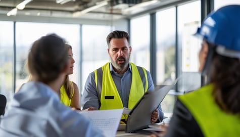 A professional WHS consultant reviewing safety pro
