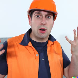 construction worker in disbelief